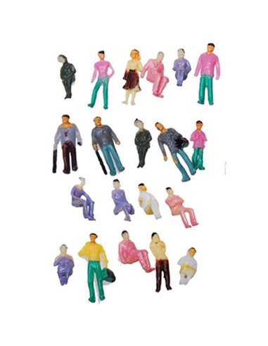 Ανθρώπινες χρωματιστές φιγούρες μακέτας πλαστικές 1:100, ύψος 1,8εκ. (20τεμ.)