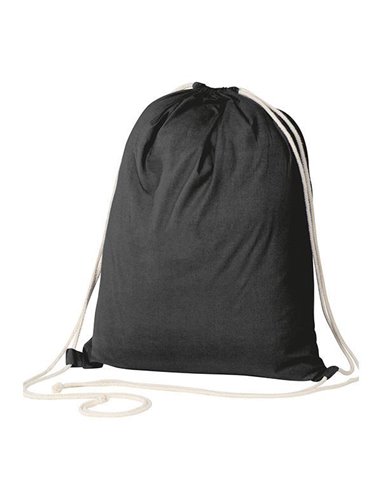 Τσάντα-πουγκί υφασμάτινη 100 % cotton μαύρη Υ52x40x3εκ.
