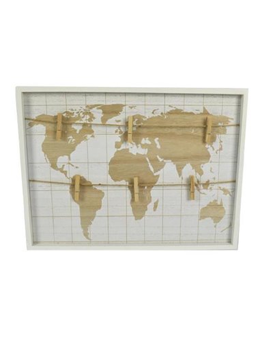 Πίνακας επιτοίχιος World Map με 6 μανταλάκια 40x1,5εκ.xΥ30