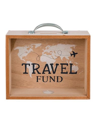 Κουμπαράς - κορνίζα ξύλινος Travel Fund Υ12x20,5x5εκ.