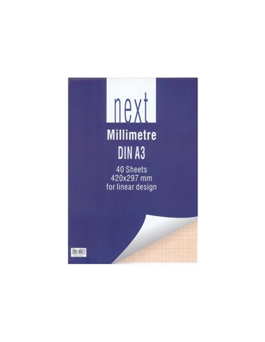 Next μπλοκ μιλιμετρέ DIN Α3 29,7x42εκ. 40φ.