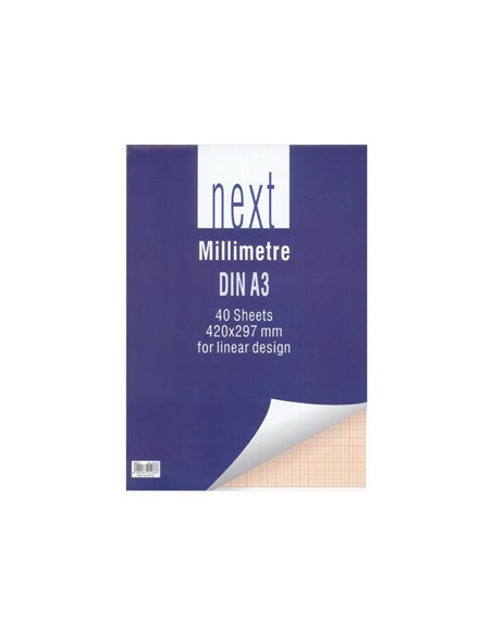 Next μπλοκ μιλιμετρέ DIN Α3 29,7x42εκ. 40φ.