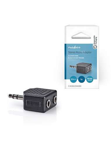 NEDIS CAGB22945BK Stereo Audio Adapter 3.5 mm Male - 2x 3.5 mm Female Black