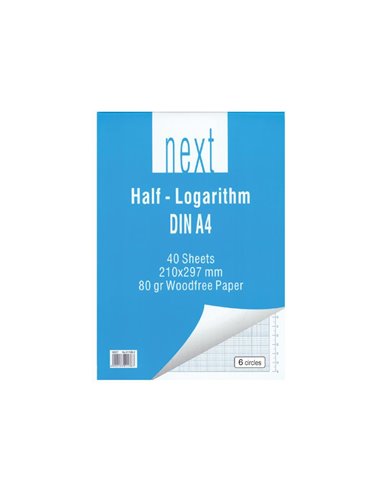 Next μπλοκ ημιλογαριθμικό 6κύκλων Α4 21x29,7εκ. 40φ.