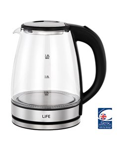 LIFE CRYSTAL 1.8L GLASS ELECTRIC KETTLE WITH WHITE LED LIGHT AND STRIX CONTROLLER