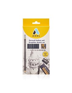 Adel σετ σχεδίου με 6 μολύβια Β, ξύστρα και σβήστρα