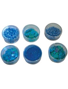 Χάντρες και πούλιες πλαστικές 6 σχέδια σε blister μπλε