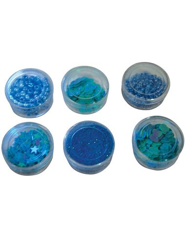 Χάντρες και πούλιες πλαστικές 6 σχέδια σε blister μπλε