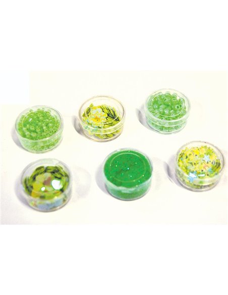 Χάντρες και πούλιες πλαστικές 6 σχέδια σε blister πράσινες