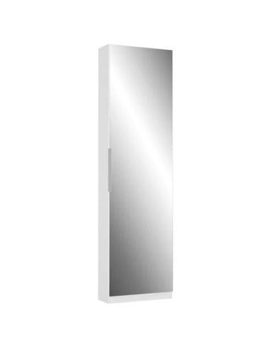 Παπουτσοθήκη ντουλάπα με καθρέπτη λευκή 50x20xΥ179,7 εκ.