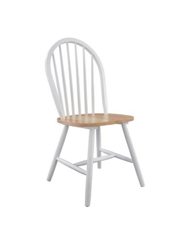 Καρέκλα τραπεζαρίας ξύλινη OAKLEY σετ 2 τμχ, λευκή με φυσικό κάθισμα 44x48,5xΥ94 εκ.