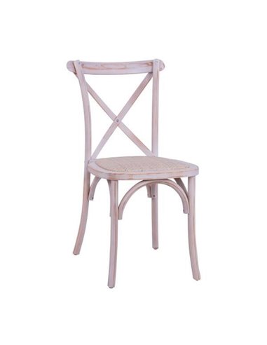 Καρέκλα OWEN στοιβαζόμενη ξύλινη από οξιά white wash χρώμα με χιαστί πλάτη 45x55,5xΥ90 εκ.