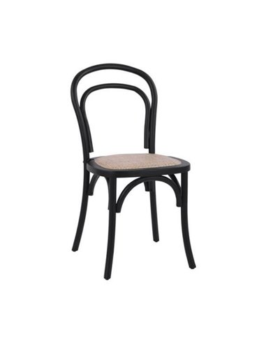 Ξύλινη καρέκλα Βιέννης ALIYAH στοιβαζόμενη από ξύλο οξιάς σε μαύρο ματ 45x54xΥ89