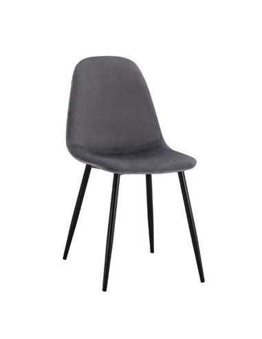 Καρέκλα LEONARDO βελούδο γκρι με μεταλλικά πόδια 45x53xΥ85 εκ.