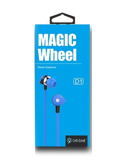 CELEBRAT Earphones με μικρόφωνο D1, 10mm, 3.5mm, 1.2m flat, μπλε