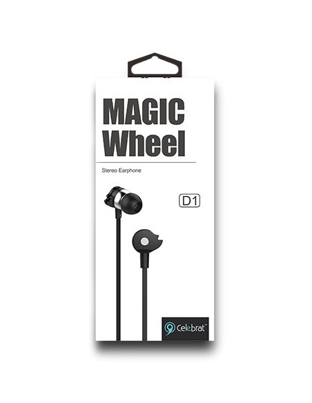 CELEBRAT Earphones με μικρόφωνο D1, 10mm, 3,5mm, 1.2m flat, μαύρα