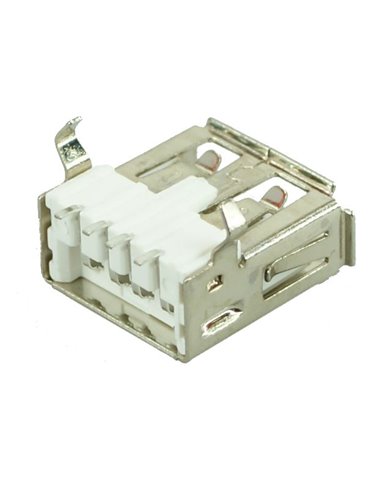 USB 2.0 Connector A TYPE, up Solder in, Silver/White