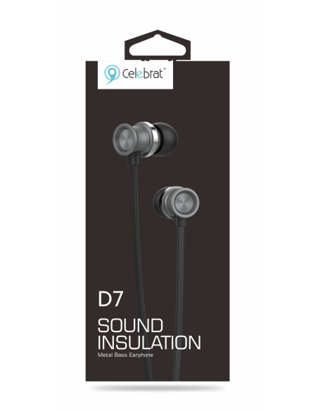 CELEBRAT Earphones με μικρόφωνο D7, 10mm, 3.5mm, 1.2m, μαύρα