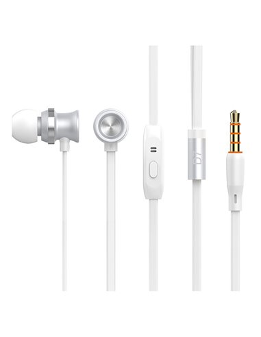 CELEBRAT Earphones με μικρόφωνο D7, 10mm, 3.5mm, 1.2m, λευκό