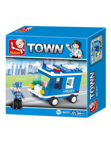 SLUBAN Τουβλάκια Town, Police Van M38-B0177, 64τμχ