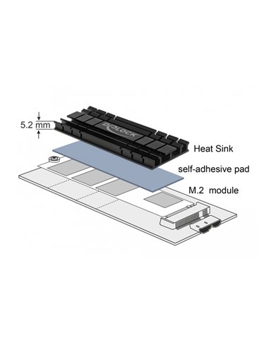 DELOCK Ψύκτρα 70 mm flat για M.2 συσκευές, μαύρη