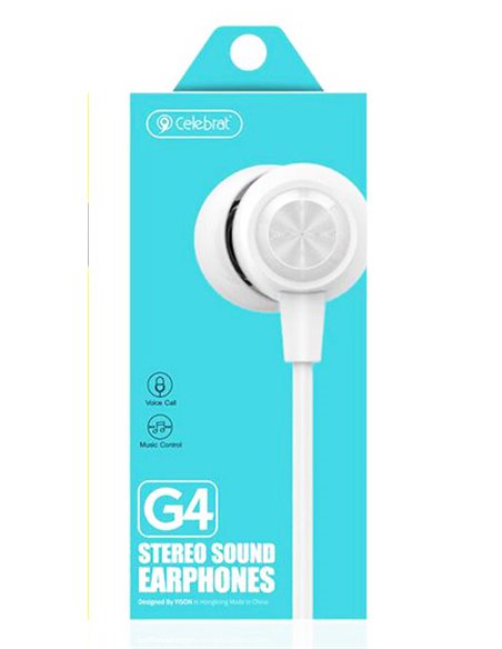 CELEBRAT Earphones G4 με μικρόφωνο, 10mm, 1.2m, λευκό