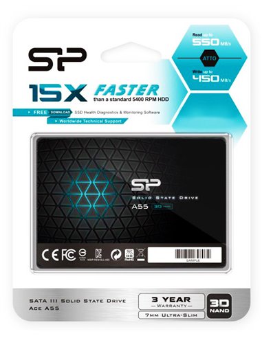 SILICON POWER SSD A55 1TB, 2.5", SATA III, 560-530MB/s 7mm, TLC