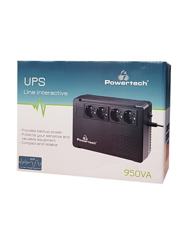 POWERTECH UPS Line Interactive PT-950C, 950VA/570W, 4x schuko