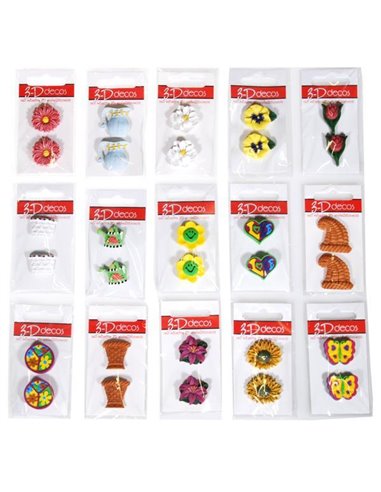 Αυτοκόλλητα τρισδιάστατα "Λουλούδια" 15 σχέδια 20x26χιλ.