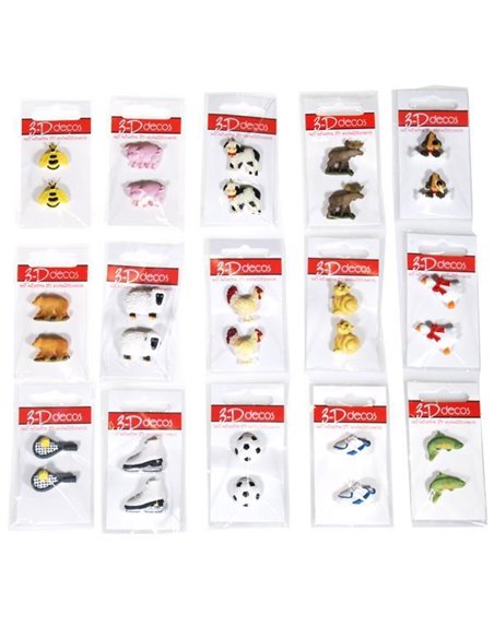 Αυτοκόλλητα τρισδιάστατα "Ζωάκια-Σπορ" 15 σχέδια 20x26χιλ.