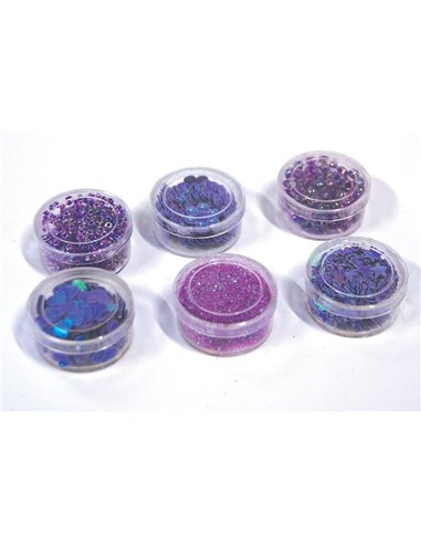 Χάντρες και πούλιες πλαστικές 6 σχέδια σε blister μωβ