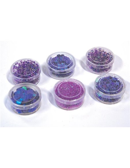 Χάντρες και πούλιες πλαστικές 6 σχέδια σε blister μωβ