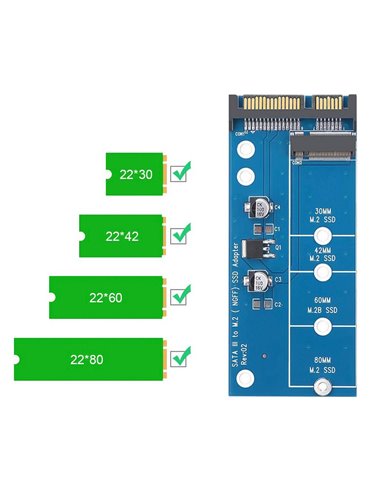 POWERTECH Converter SATA 22pin σε M.2 SSD TOOL-0019, 2230/2242/2260/2280