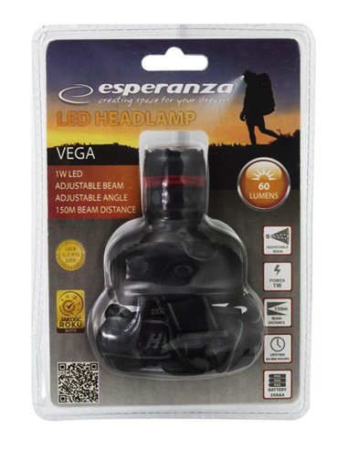 ESPERANZA φακός κεφαλής Vega EOT002, 1W, 60 lumens, μαύρος