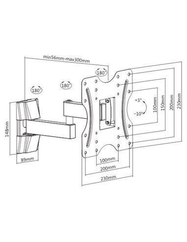 BRATECK επιτοίχια βάση KLA27-222 για οθόνη 23-42", 20kg