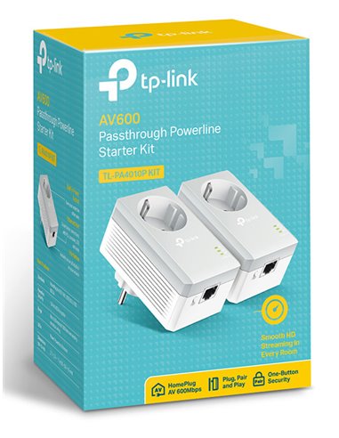 TP-LINK AV600 Passthrough Powerline Starter Kit TL-PA4010P, Ver. 4.0