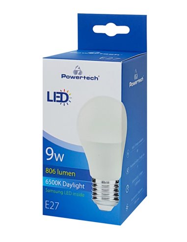 POWERTECH LED Λάμπα E27-004 9W, 6500K, E27, Samsung LED, IC