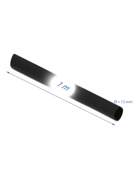 DELOCK Θερμοσυστελλόμενο μονωτικό για καλώδια 20659, 1mx12mm, 4:1 μαύρο
