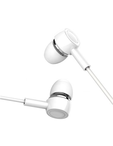 USAMS earphones με μικρόφωνο EP-12, 10mm, 3.5mm, 1.2m, λευκά