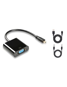 POWERTECH αντάπτορας micro HDMI (M) σε VGA (F) PTH-027 με Audio, μαύρο