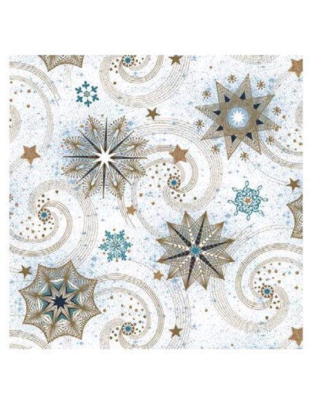 Χαρτοπετσέτες 20τεμ. 33x33εκ "χρυσά και τιρκουάζ αστέρια" (SDGW 017901)