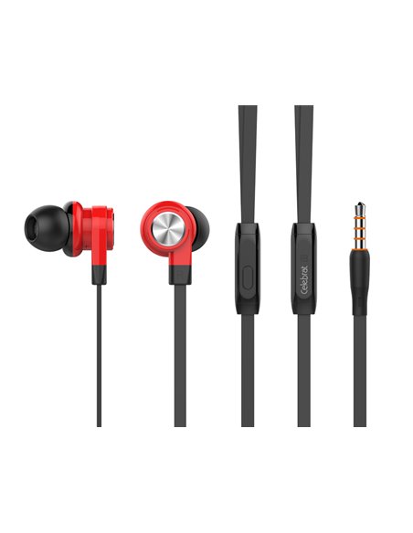 CELEBRAT earphones με μικρόφωνο D9, 10mm, 3.5mm, 1.2m, κόκκινα