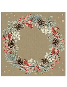 Χαρτοπετσέτες 20τεμ. 33x33εκ "Watercolour wreath on kraft" (SD_GW_020001)
