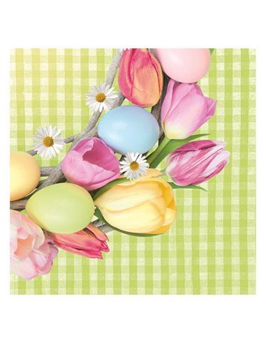 Χαρτοπετσέτες 20τεμ. 33x33εκ "Στεφάνι με τουλίπες-αβγά" (SD_WL_010001)