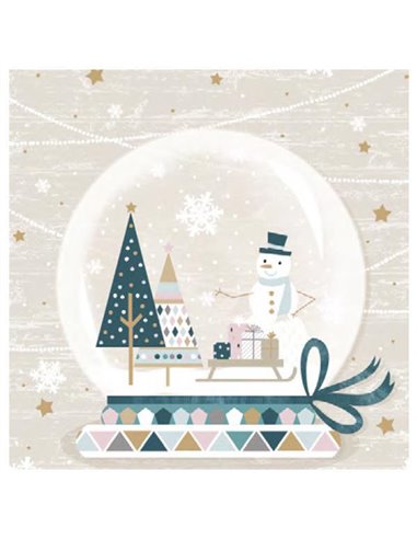 Χαρτοπετσέτες 20τεμ. 33x33εκ "Χιονάνθρωπος, έλκηθρο και έλατα" (SDGW 018101)