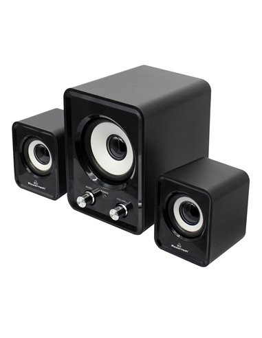 POWERTECH ηχεία Essential sound PT-843, 2.1, 5W + 2x 3W, 3.5mm, μαύρα