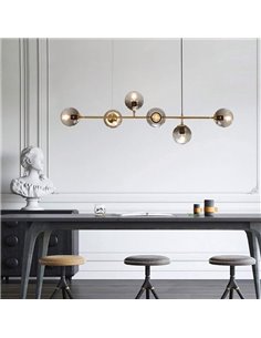 POWERTECH πολύφωτο φωτιστικό οροφής HLL-0024, 6x E27, μεταλλικό, χρυσό