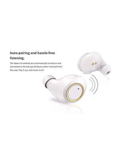 ROCKROSE earbuds Opera III με θήκη φόρτισης, True Wireless, λευκά