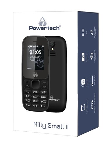 POWERTECH Κινητό Τηλέφωνο Milly Small II PTM-27, με φακό, μαύρο