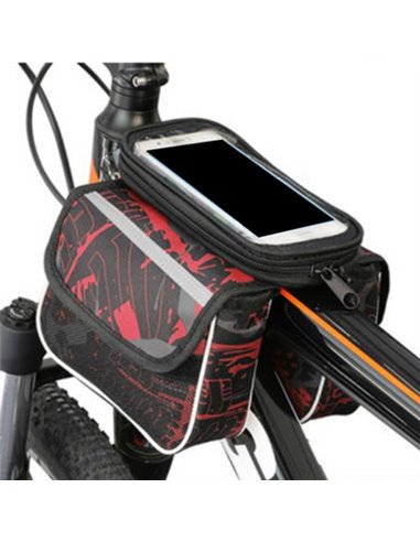 Tσαντάκι ποδηλάτου BIKE-0009, με θήκη κινητού, μαύρο-κόκκινο